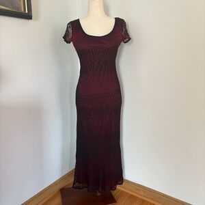 90's Red and Black Mesh Dress
